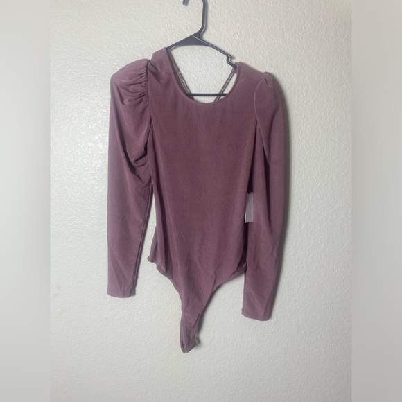 Astr Tops - ASTR THE LABEL Mauve Ribbed Open-back Bodysuit M